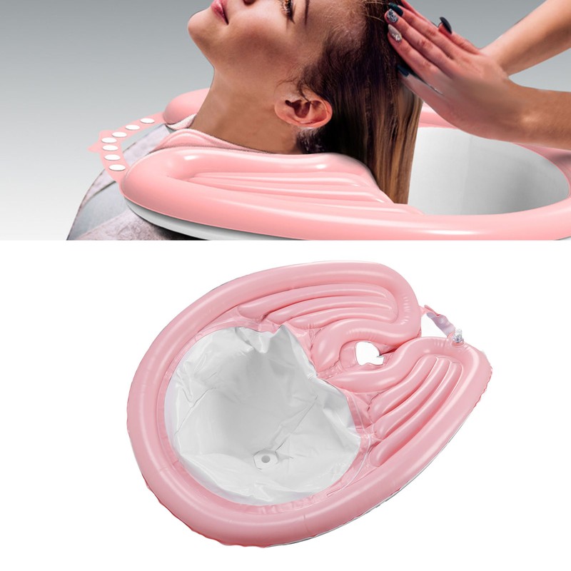 Inflatable Shampoo Bowl Foldable Hair Washing Sink with Detachable Drain