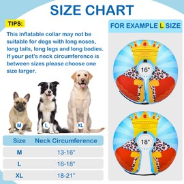 SCENEREAL Dog Cone Alternative After Surgery Donut Collar, Soft Pet Recovery Pillow Collar for Medium Large Dogs, Inflatable Adjustable Neck Collars to Prevent Licking, King Print E-Collars L