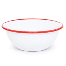 Enamelware Cereal Bowl, 20 ounce, Vintage White/Red (Set of 4)