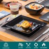 vancasso Soho Dinnerware Sets 12 Pieces, Black Stoneware Square Place