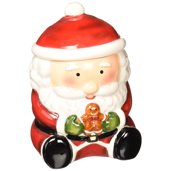 Cosmos Gifts 56521 Santa with Gingberbread Man Cookie Jar, 7-1/8-Inch