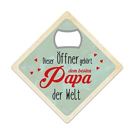 KM017 Cult Magnetic Opener Bottle Opener Coaster Coaster Best Dad in the World Father's Day 9 x 9 cm