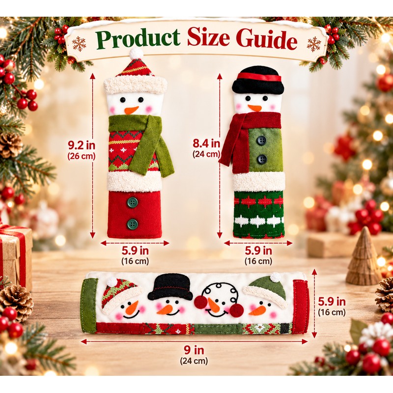 Christmas Snowman Refrigerator Handle Covers for Holiday Decorating – Plush