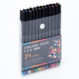 Hopesky 24 Colors Fineliner Color Pens - 0.4mm Fine Point Colored Pens for Journaling, Doodling, Drawing, Note Taking, Adult Coloring, Planner Supplies – Black Barrel