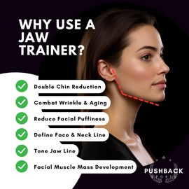 PUSHBACK SPORTS - Jaw Exerciser |Trainer for Face and Mouth | 3 Pack Jaw Shapers | Toner Exerciser for Men and Women | Double Chin Remover | Enhancing Chiselled Jawline | Fitness Ball for Men & Women