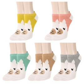 Benefeet Sox - Calcetines cortos de verano para mujeres y niñas, diseño novedoso, diseño de colores divertidos, Paquete de 5 alpaca, Talla única