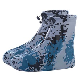 Fundas impermeables para botas de lluvia, con control de arena, antideslizante, suela de goma de PVC, reutilizables, botas de lluvia, nieve, para ciclismo, al aire última intervensión, camping, pesca, jardín (XL, camuflaje azul)