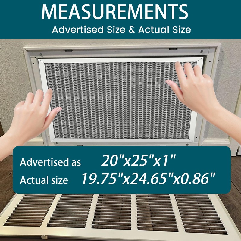 20x25x1 Air Filter-MERV 8, Washable & Reusable Electrostatic Air Filter,