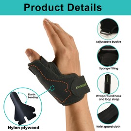 Trigger Finger Thumb Splint,Adjustable Thumb Spica Support Stabilizer Brace for Pain,Sprains, Arthritis,Tendonitis,De Quervains Tenosynovitis,CMC Joint (Medium)