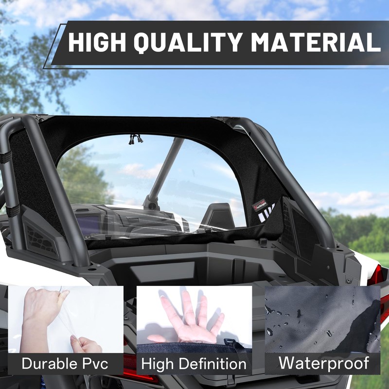 StarknightMT RZR Pro XP Soft Rear Windshield Compatible with 2020-2025