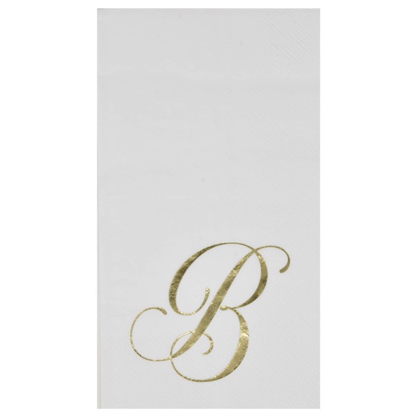 Gift Boutique 100 Gold Monogram Guest Napkins Letter B Disposable Paper Pack Elegant Metallic Golden Foil Dinner Hand Napkin for Bathroom Powder Room Wedding Holiday Baby Shower Decorative Towels