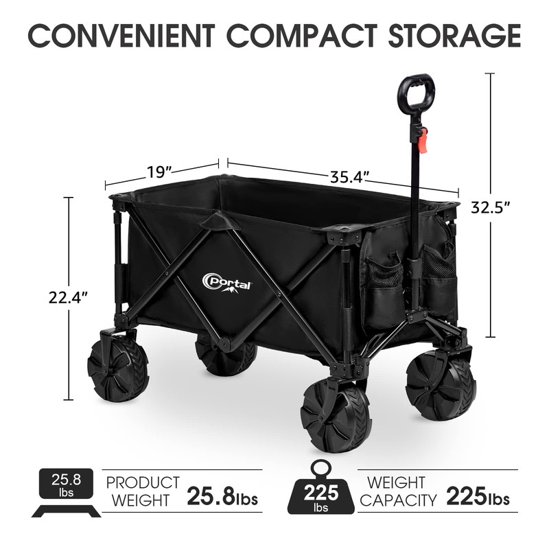 PORTAL Collapsible Folding Utility Beach Wagon Carts Heavy Duty with