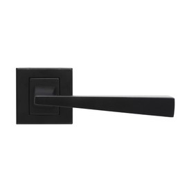 Decoranddecor Helix Square Door Handles – Aluminium Matt Black Internal Handle Sets with Bathroom Lock and Turn Release – Modern Design for Interior Doors