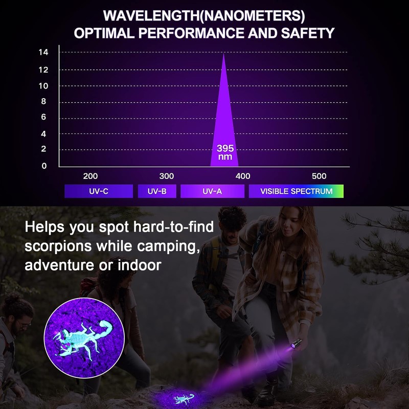 ESCO LITE 2 Packs Black Light Flashlight, 12LED 395nm UV