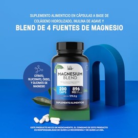 LIFE 360+ MAGNESIUM BLEND|Con 4 Magnesios: Oxido, Glicinato, Gluconato y Citrato de Magnesio | Cápsulas a base de colágeno hidrolizado, magnesio y vit