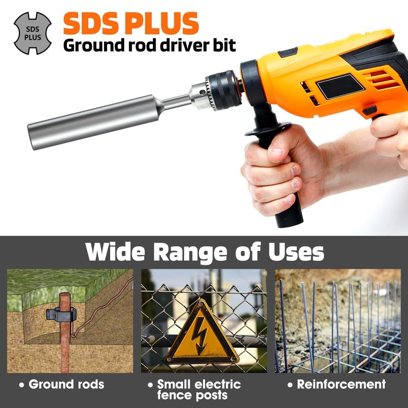 Dolenor Ground Rod Driver for Hammer Drill SDS Plus, Ground
