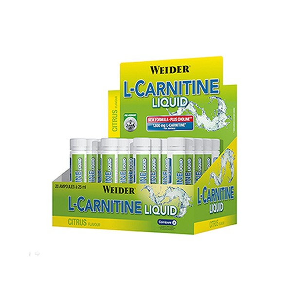 Weider L-Carnitine Liquid packs, 20 ready to go ampoules, Purest L-Carnitine