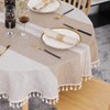 SUCHDECO Linen Tablecloth Round 120 cm Washable Cotton Tablecloth Wrinkle-Free