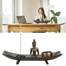 Buddhism Candlestick, Tabletop Buddha Zen Garden Home Incense Holder Set Meditation Chinese Style Relax Decor for Home Office
