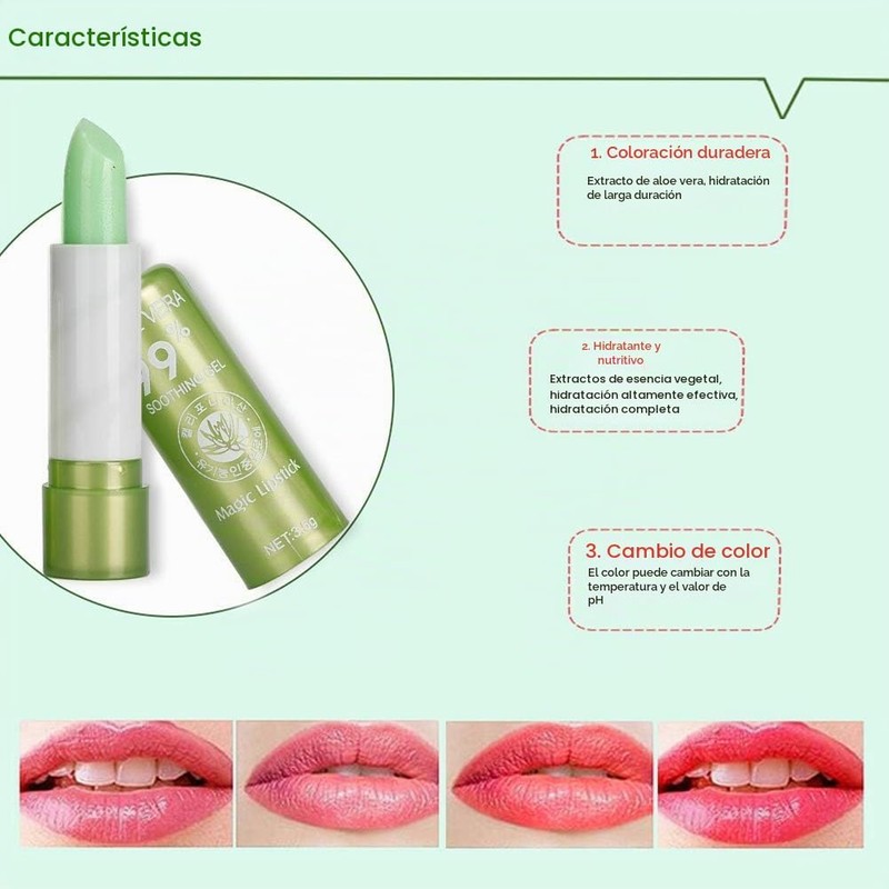 YUYTE Bálsamo para Labios Que Cambia de Color, Brillo de