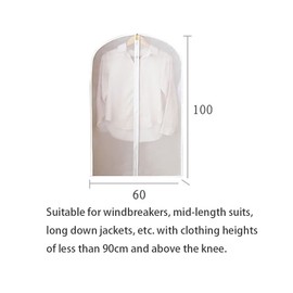 Garment Covers Dustproof Clothes Covers Moth Proof Coat Bag with Zip PEVA Translucent Dress Cover Waterproof Anti-mite Breathable Suit Protector 5pcs (60x100cm)