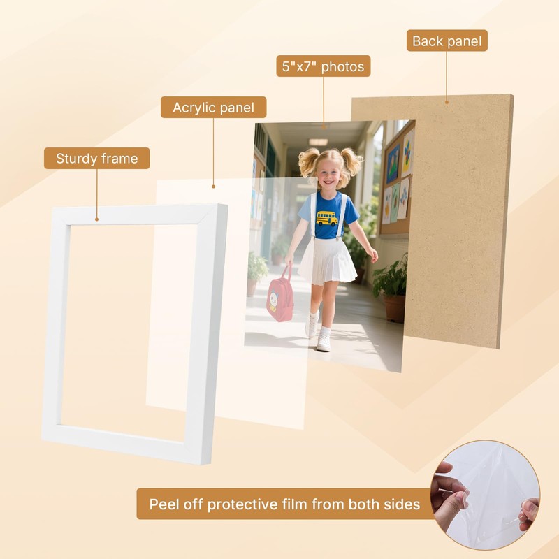 SDLDEER 5x7 Picture Frame White Set of 4, Display Pictures