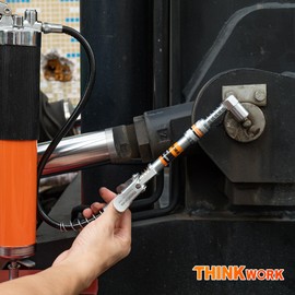 THINKWORK Grease Gun Coupler Set, Double Handle Extra Reach Strong Lock on Greases Gun Couplers with 90°Grease Coupler Adaptor, 12000 PSI Compatible with All Grease Guns 1/8" NPT Grease Gun Fitting