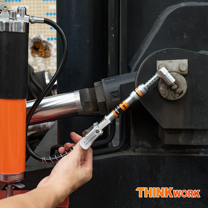 THINKWORK Grease Gun Coupler Set, Double Handle Extra Reach Strong