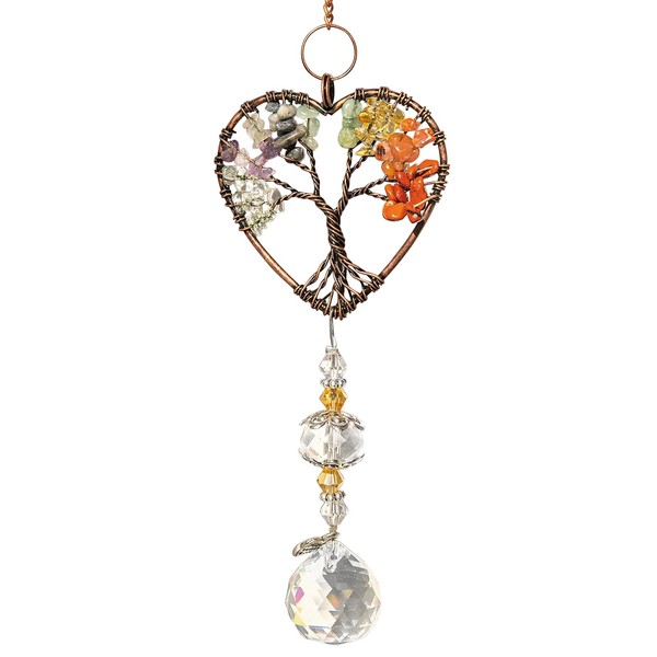 KMZ Crystal Sun Catcher Glass Suncatcher Tree of Life Sun Catchers Decor with Prisms Hanging Window Crystal Ball Prism Pendant for Windows Home Office Outdoor Decoration