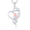AXOMY Tulip Necklace 925 Sterling Silver Heart Tulip Flower Pendant