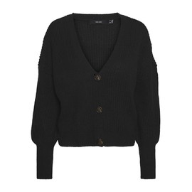 Vero Moda Women's Vmlea LS V-Neck Cuff Cardigan Noos Cardigan, black, XS