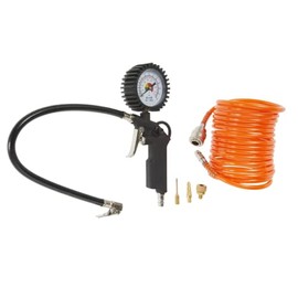 Scheppach Compressor Accessory Set, Consisting of 5 Pieces, Tyre Inflation Gauge, 5 m Spiral Hose and 3 Attachment Nozzles