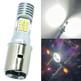 BA20D H4BS Motorcycle LED Headlights, HI/LO Switching, For Motorcycles Headlights, AC/DC10V-60V, High Brightness 3020 Element Chip, 16 Lines, Double-Sided Illumination, White, 1 Piece