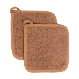 Ritz Terry Potholder & Hot Pad: Unparalleled Heat Resistant, Durable 100% Cotton – Ergonomically Designed for Optimal Grip – Easy-Care Machine Washable, Perfect for Your Kitchen – Copper, 2-Pk