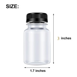 12 Pcs Plastic Juice Bottle, Reusable Drink Containers, For Juice, Milk, Smoothie And Other Drinks, With Black Lid, 3 OZ