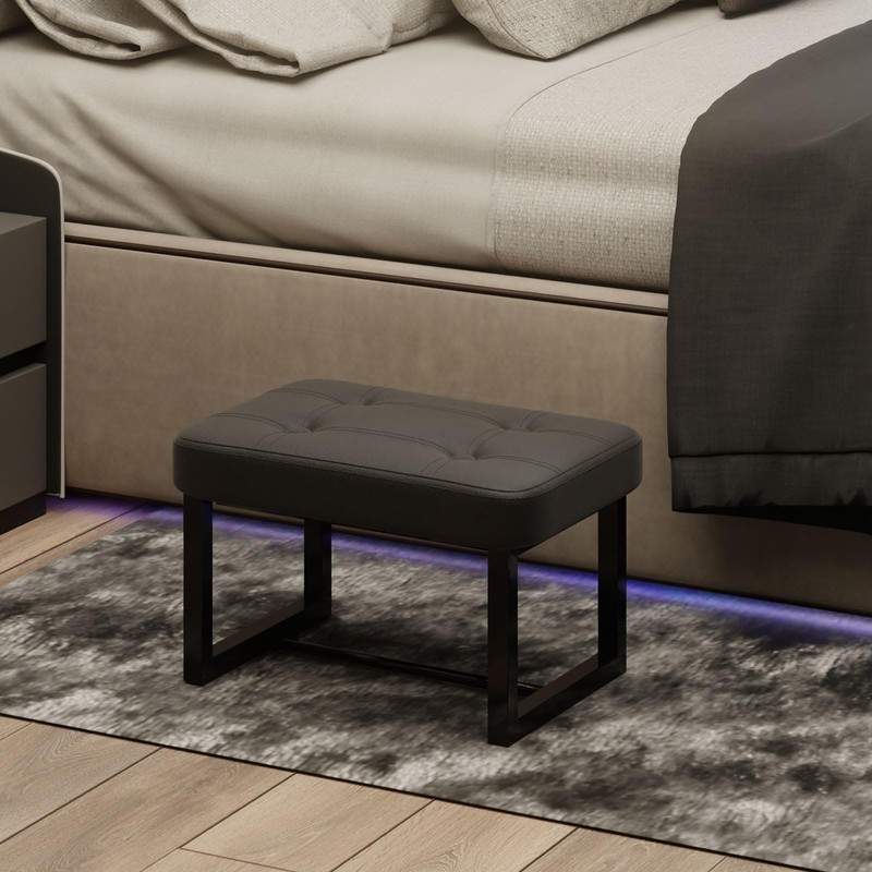 ITSST Small Ottoman，Foot Rest Stool,Leather Step Stool for Under Desk,Rectangular