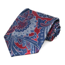 tiemart Regent Morris Neckwear Silk Necktie (Crimson Red Sergeant Paisley)