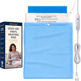 Boncare® Stay-On Small Vinyl Electric Heating Pad for Neck and Shoulders and Back Without Auto-Off, Low & High Heat Levels, Waterproof Hot Heat Pad with Washable Cover (11.5"x13.5", 1-Pack)