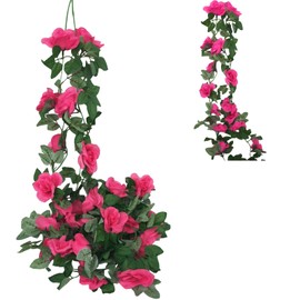 KEAIDUO Artificial Flowers Decoration, 2pcs 2.2M/7.2FT/Pieces Long Garland Fake Flowers Artificial Rose, Faux Rose Red Rose Floral Arch for Home, Garden, Indoor, Outdoor, Wedding, Party