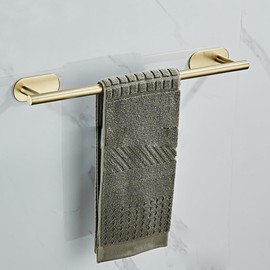 SEIDO Adhesive Towel Bar, 16 Inch Gold Towel Bar for Bathroom, Stainless Steel Towel Racks for Bathroom, No Drilling Needed, Brushed Gold
