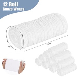 12Pcs Premium Conforming Bandage 12 Rollen Mullbinden 10 cm x 2 m Elastische Binde Fixierbinde Dehnverbandwickel Atmungsaktiv Gaze