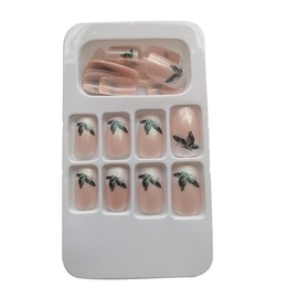 Press On Nails 24pcs/set French Fake Nail With Glue Short Nail Tips Acrylic False Nails Full Cover Artificial Fingernails for Women Girls Glue On Nails