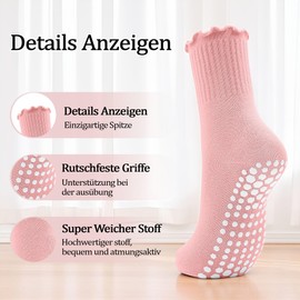 GRPSKCOS Yoga Socks Women's 4 Pairs Stopper Socks Women's Pilates Socks Non-Slip Socks for Yoga, Barre, Hospital, Pilates, Dance EU 35-40, #4 Black+Pink+Blue+Purple