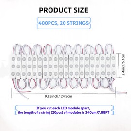 CMLAMPLED 400 Pcs LED Module Warm White 2700K 1.5W Storefront Decoration Lights 12V DC LED-Module Light with Tape Adhesive Backside for Inflatables Decorative Christmas Letter Advertising Signs