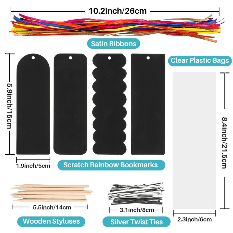 MAQIHAN Scratch Art Bookmarks - 36 Sets 4 Style Making