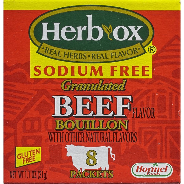 Herb-Ox Beef Instant Broth & Seasoning, Sodium Free, 8-Count Packets (Pack of 12)