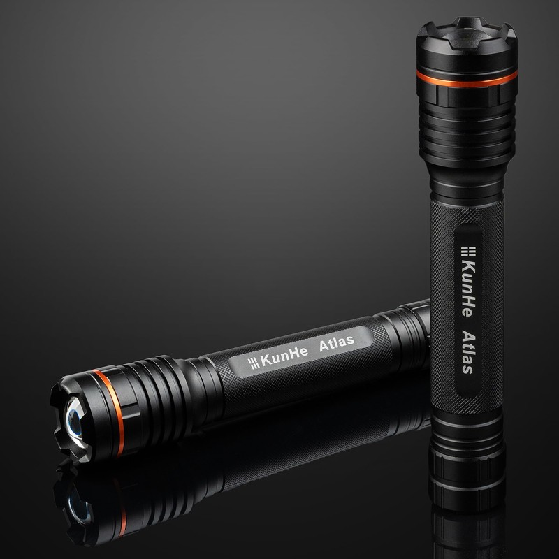 KunHe Heavy Duty 3D Cell LED Flashlights Large Aluminum Zoomable