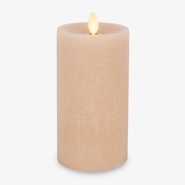 Luminara Flameless Candle LED Pillar Irish Cream Chalky Finish - Real Wax Melted Top Unscented, Remote Ready, Timer (3 x 6.5 inch)