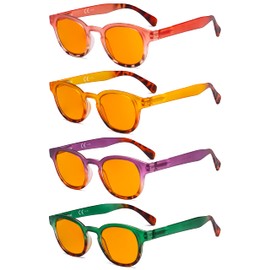 Eyekepper 4 Pack Ladies Computer Glasses - Blue Light Filter Readers for Women Anti Glare Reading Glasses Orange Tinted +1.75