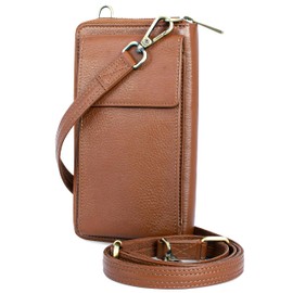 BULL GUARD Crossbody Leather Wallet Phone Purse, Anti Theft and RFID Blocking, Small Elegant Design for Travel